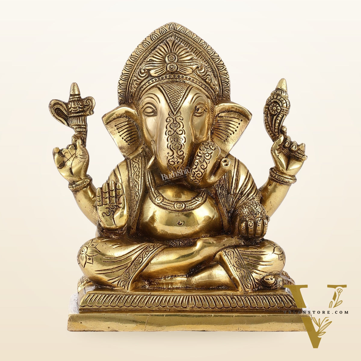 Brass Superfine Dagdusheth Ganapati Idol | Height 8.5 inch