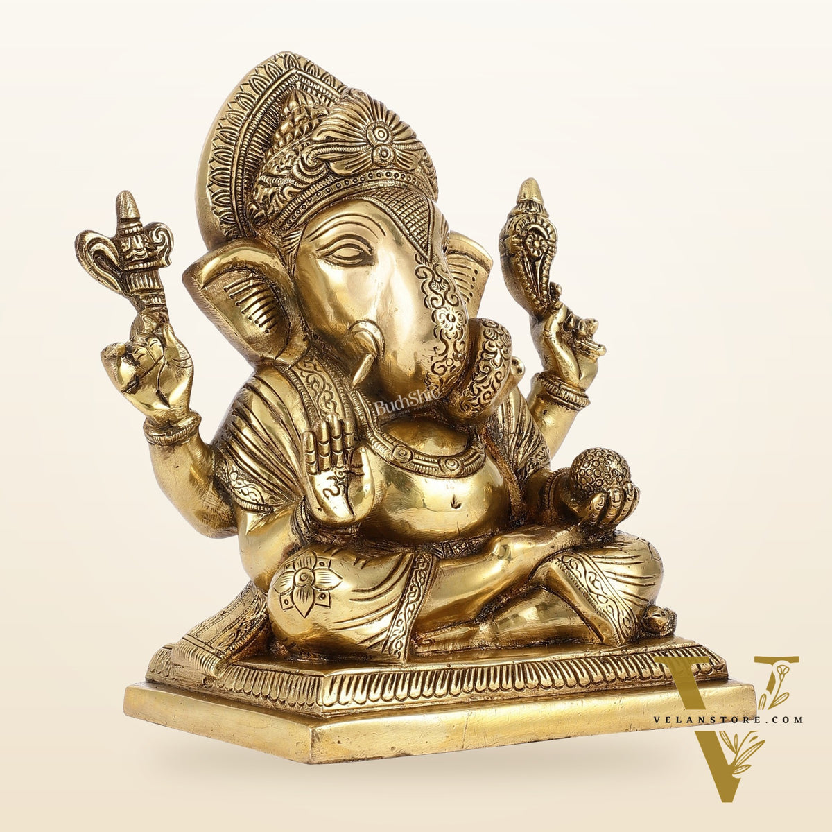 Brass Superfine Dagdusheth Ganapati Idol | Height 8.5 inch