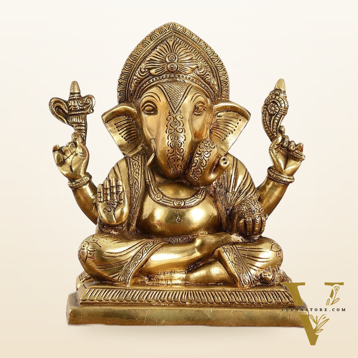 Brass Superfine Dagdusheth Ganapati Idol | Height 8.5 inch