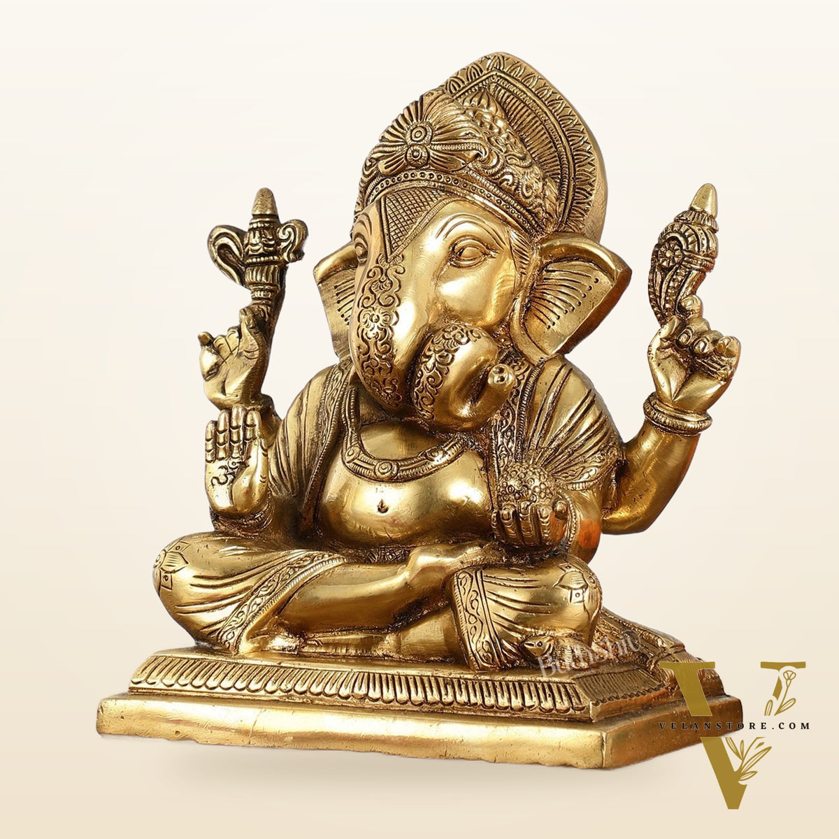 Brass Superfine Dagdusheth Ganapati Idol | Height 8.5 inch