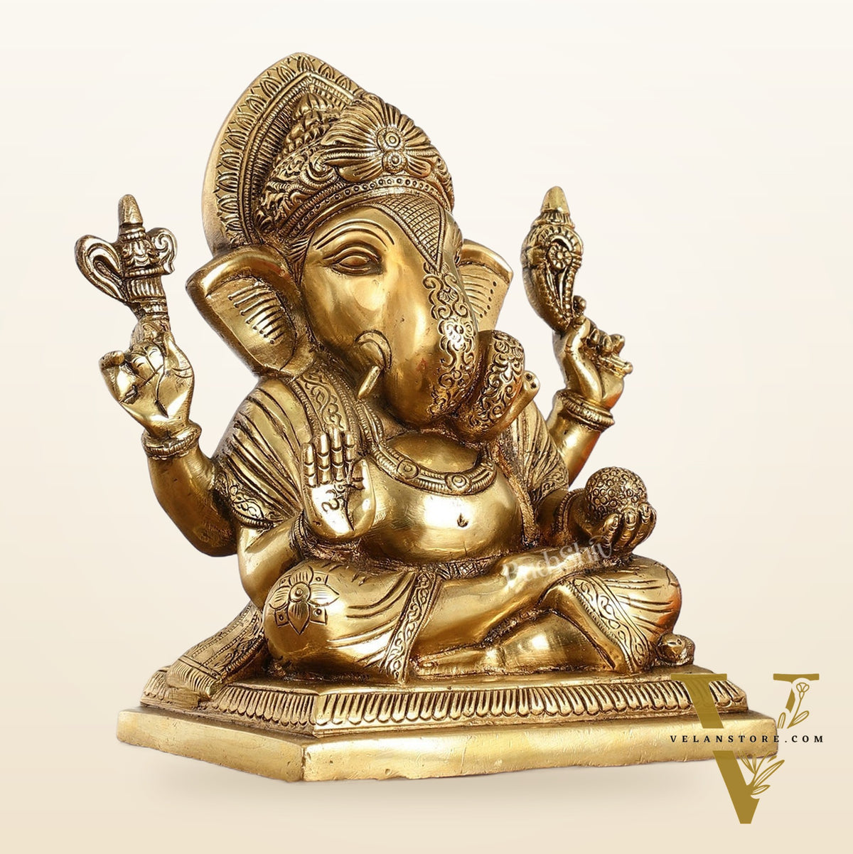 Brass Superfine Dagdusheth Ganapati Idol | Height 8.5 inch