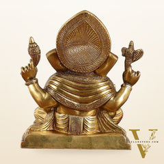 Brass Superfine Dagdusheth Ganapati Idol | Height 8.5 inch