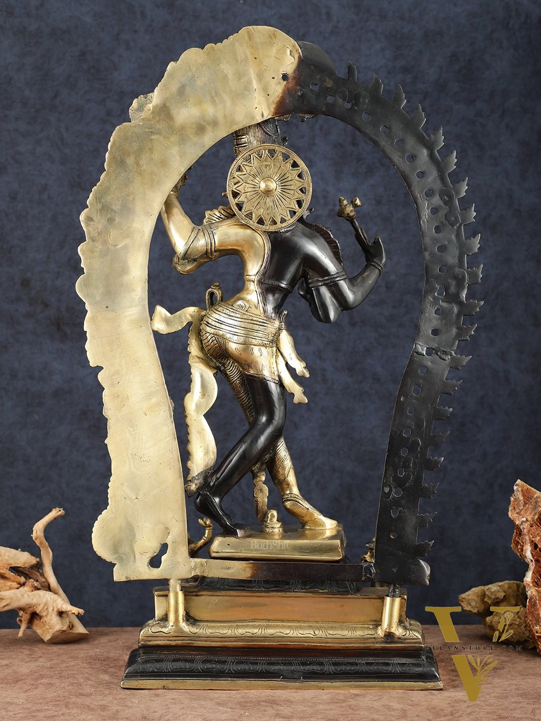 Brass Superfine Dancing Ardhanarishwara Sculpture with Prabhavali – 29.5" Height
