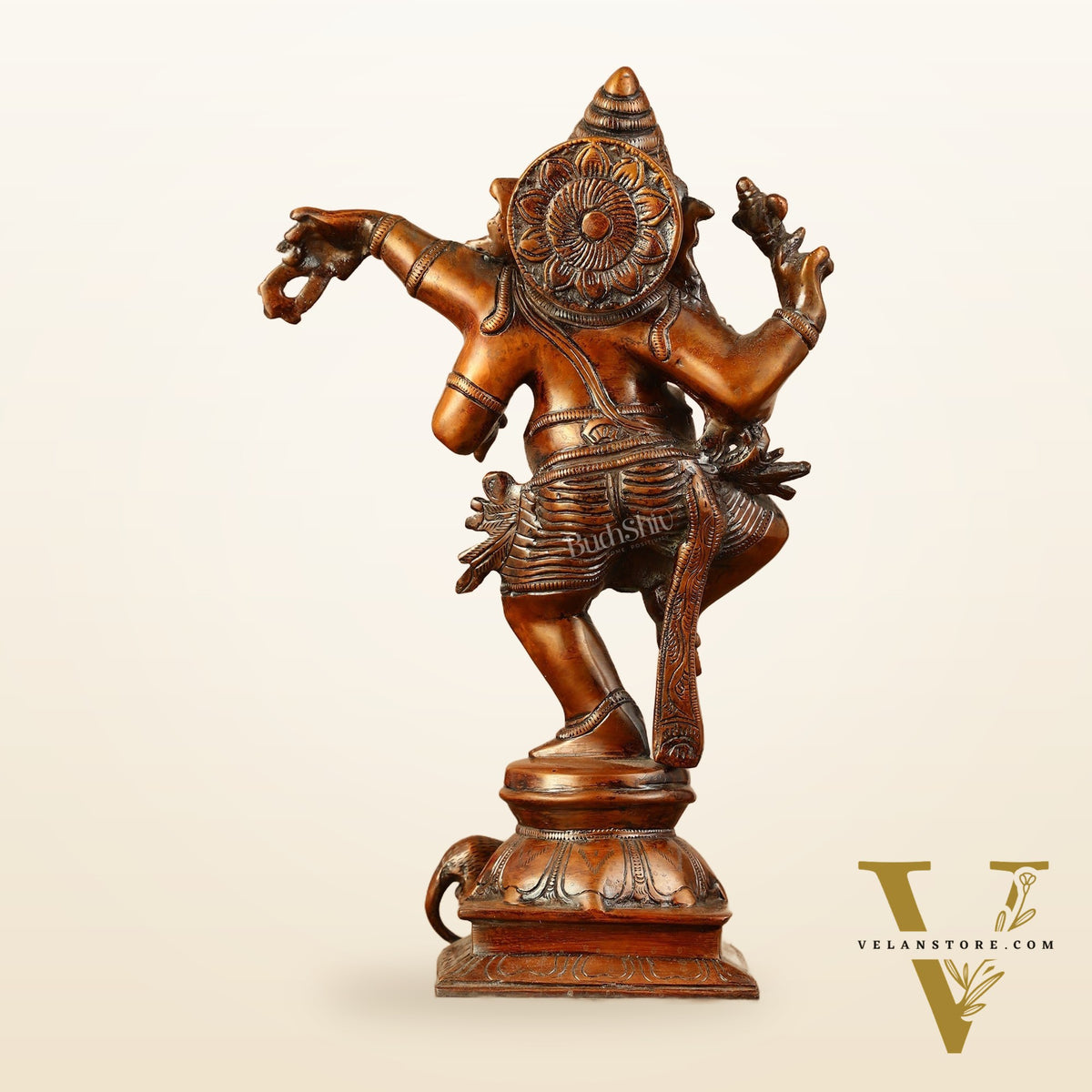 Brass Superfine Dancing Ganesha Statue - 12.5" Antique Bronze Finish