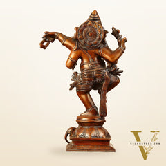 Brass Superfine Dancing Ganesha Statue - 12.5" Antique Bronze Finish