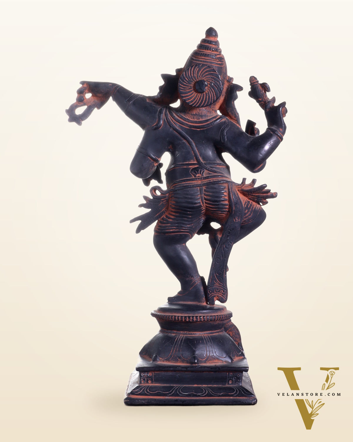 Brass Superfine Dancing Ganesha Statue - 12.5" Antique Sand finish