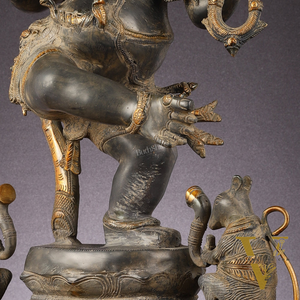 Brass Superfine Dancing Ganesha Statue - 24-Inch Masterpiece