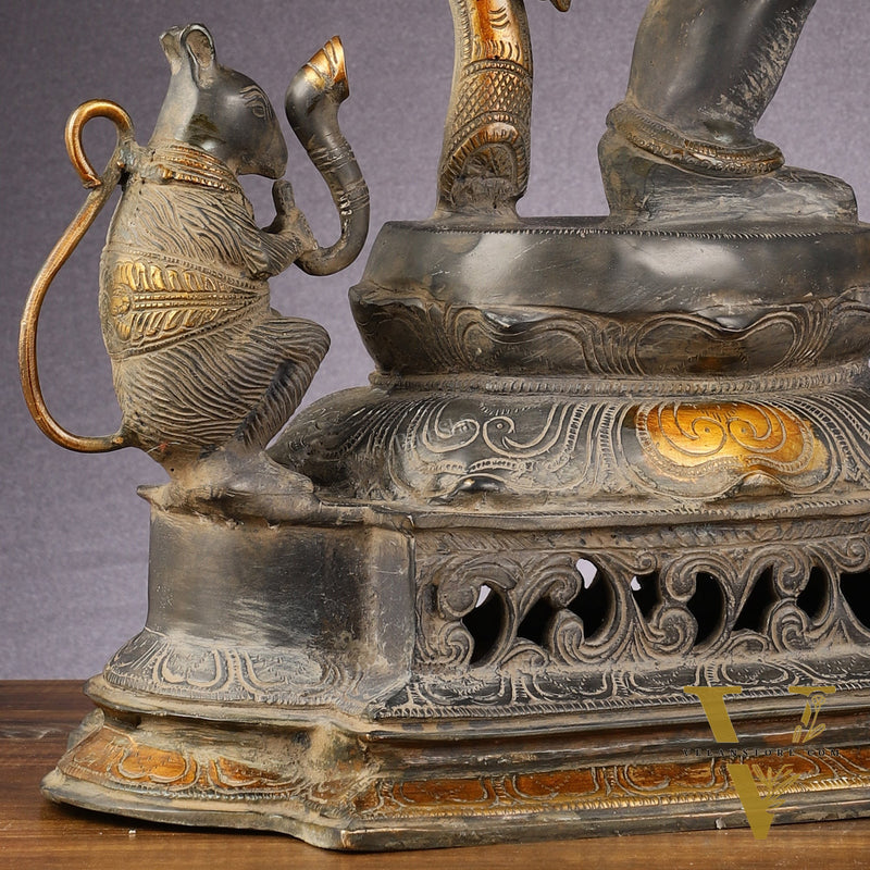 Brass Superfine Dancing Ganesha Statue - 24-Inch Masterpiece