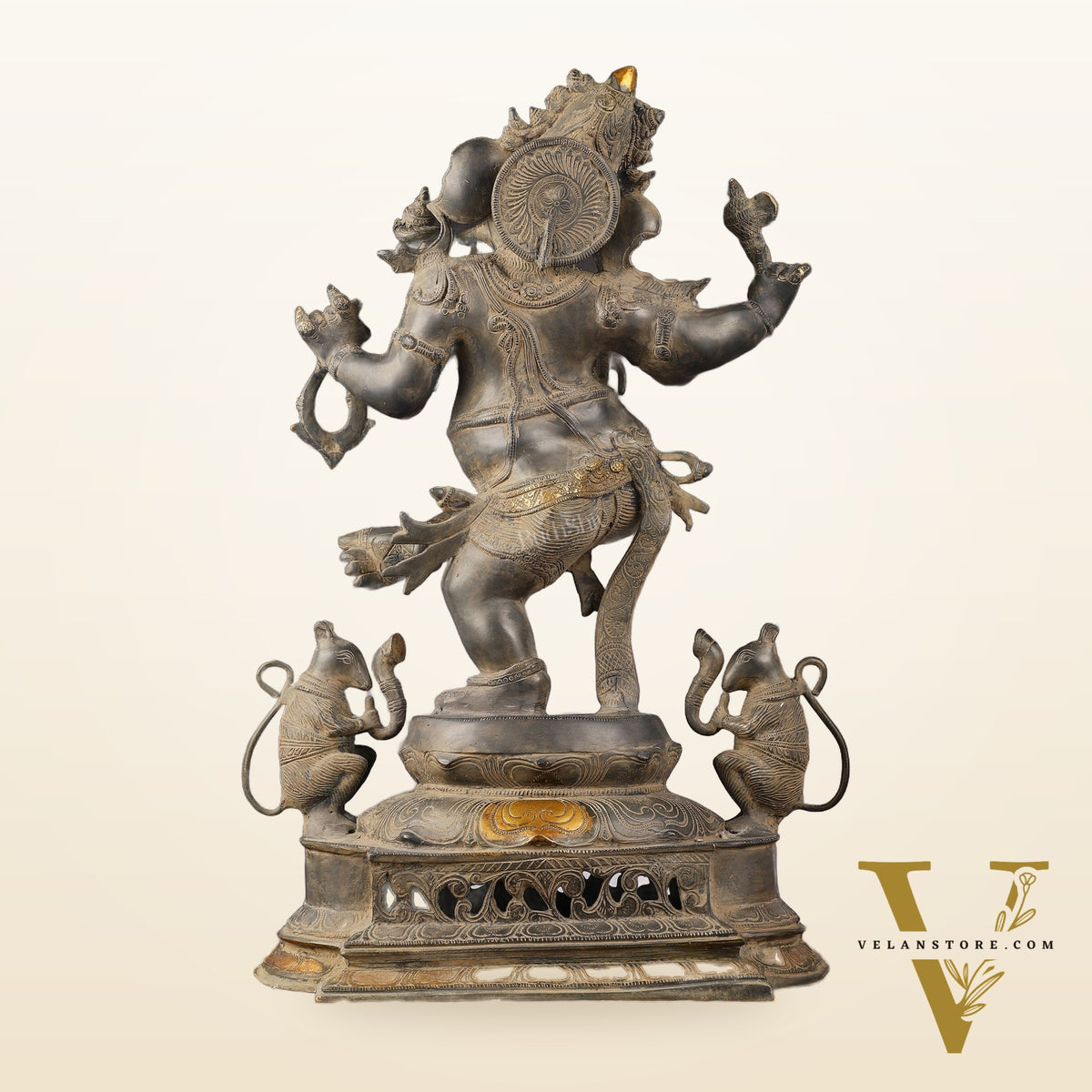Brass Superfine Dancing Ganesha Statue - 24-Inch Masterpiece