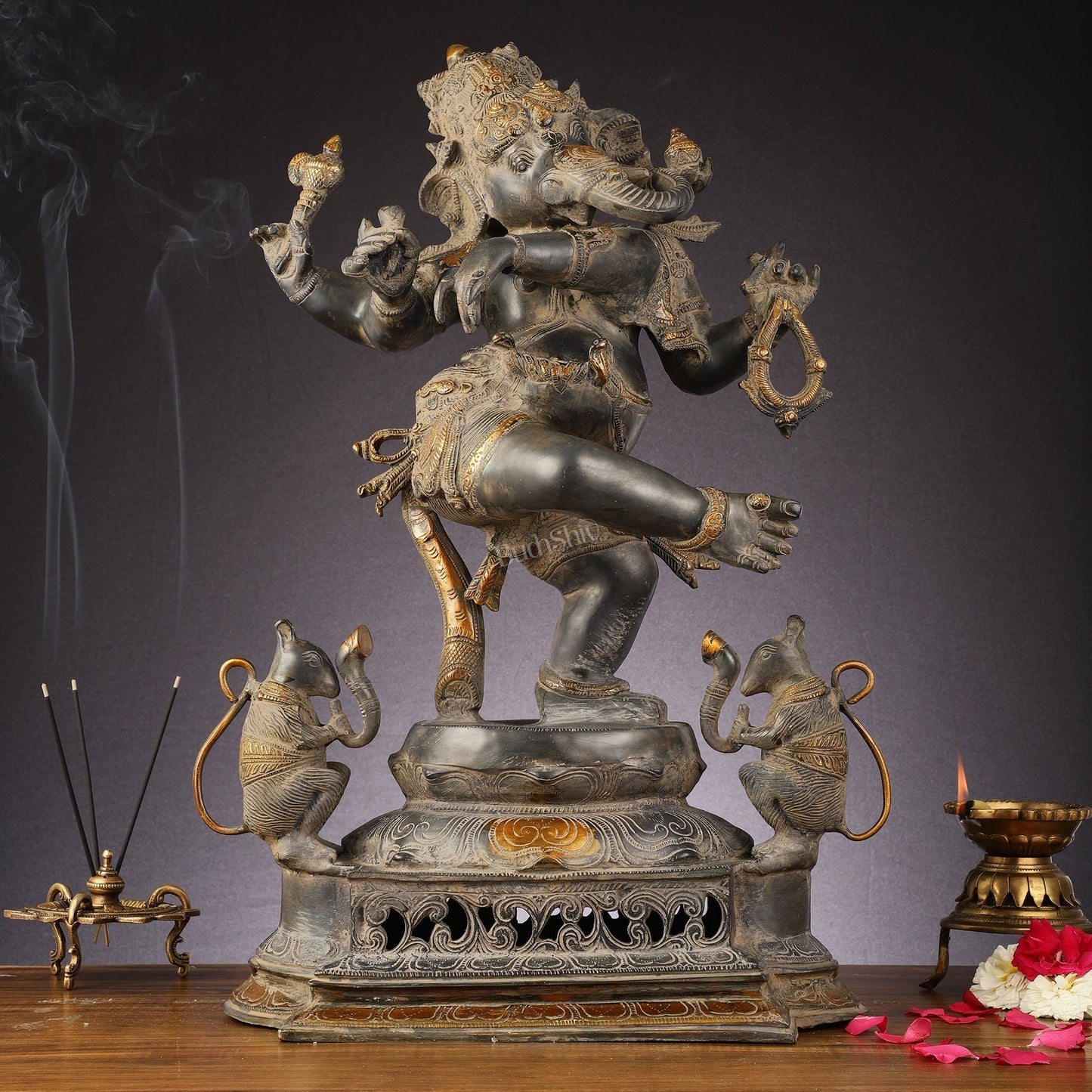 Brass Superfine Dancing Ganesha Statue - 24-Inch Masterpiece