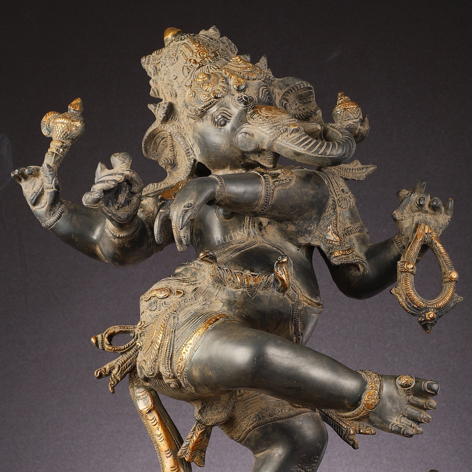 Brass Superfine Dancing Ganesha Statue - 24-Inch Masterpiece