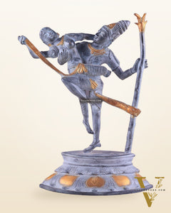 Brass Superfine Dancing Rati and Kaamdeva 13 inch grey sandstone finish