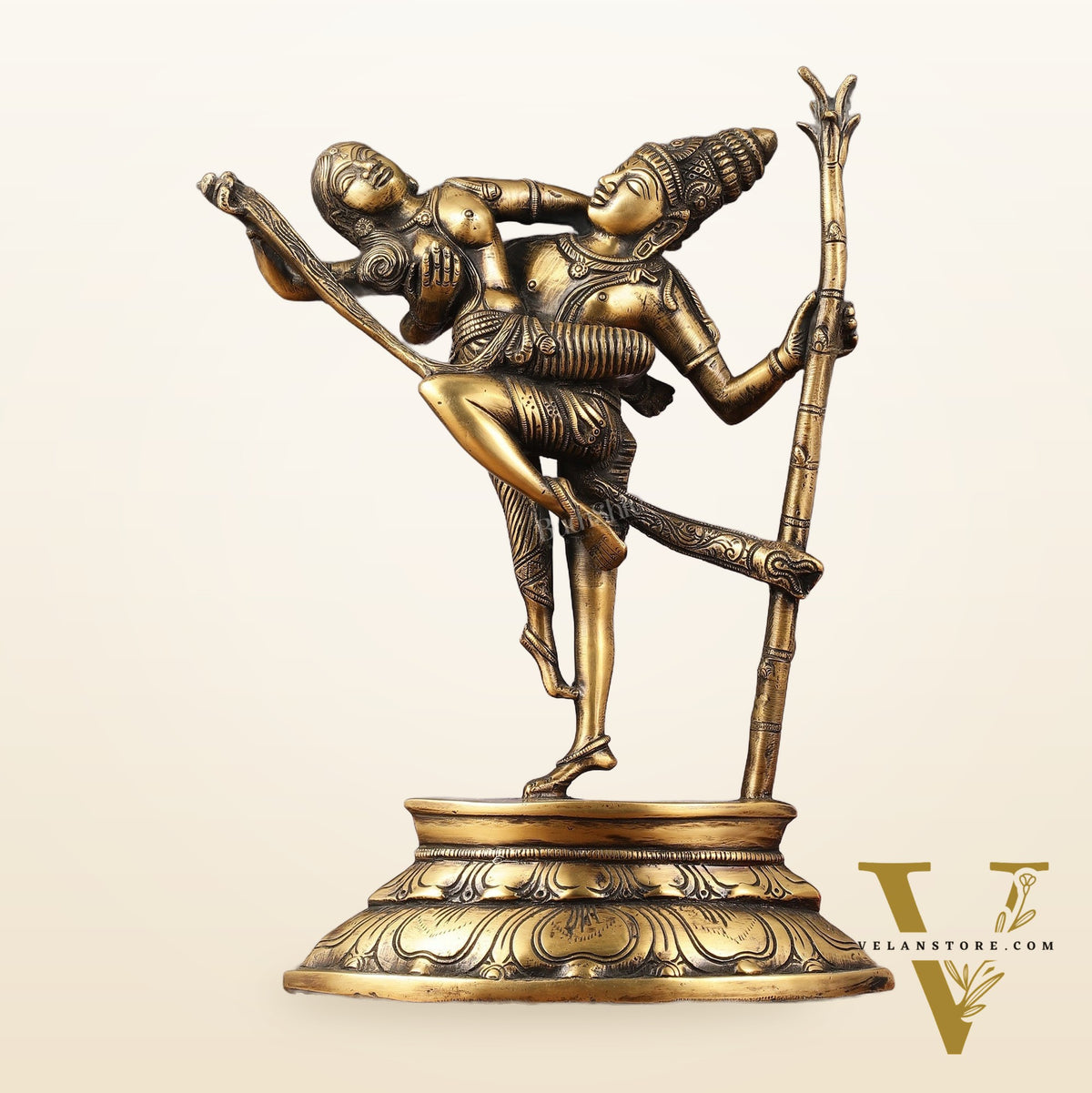 Brass Superfine Dancing Rati and Kaamdeva 13 inch