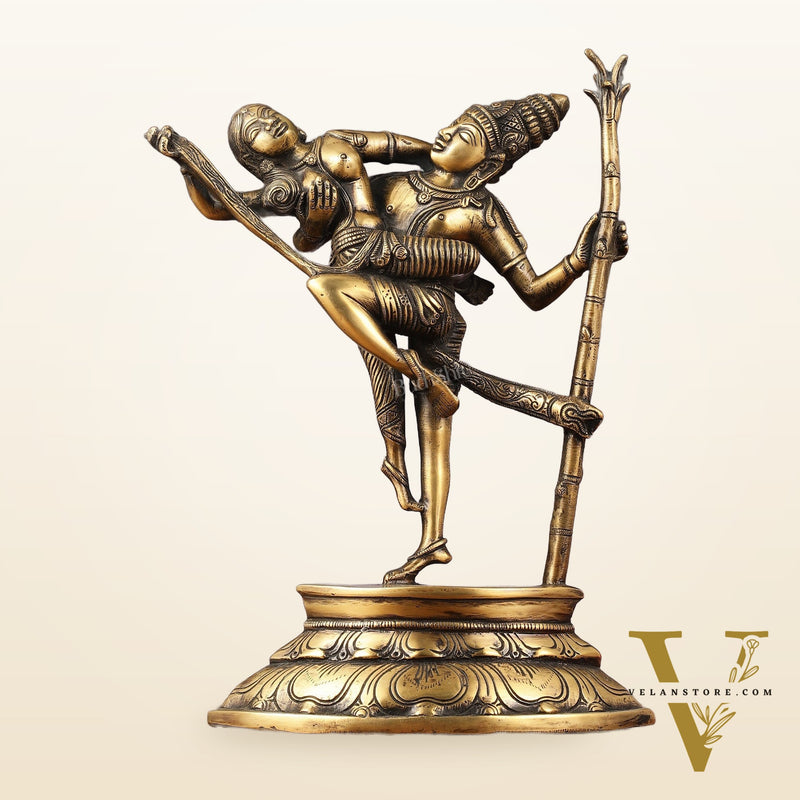 Brass Superfine Dancing Rati and Kaamdeva 13 inch
