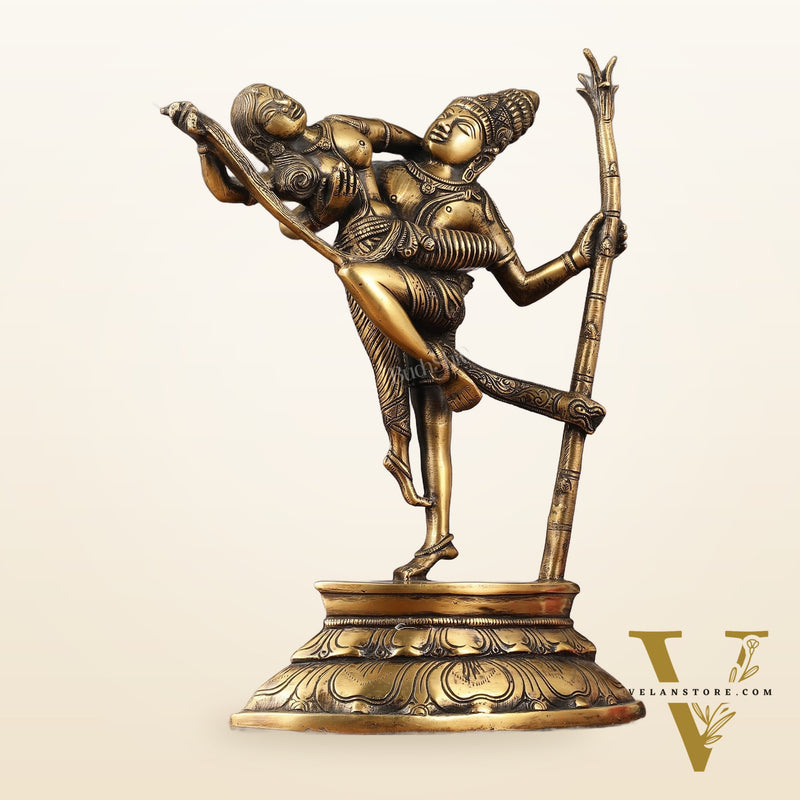 Brass Superfine Dancing Rati and Kaamdeva 13 inch