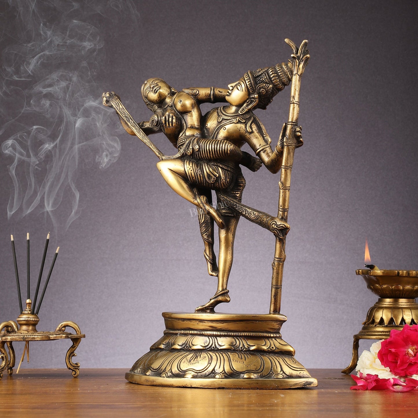 Brass Superfine Dancing Rati and Kaamdeva 13 inch