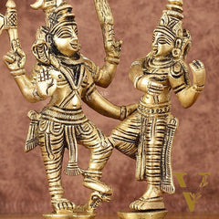 Brass Superfine Dancing Shiva Parvati Idol - 6" Tall