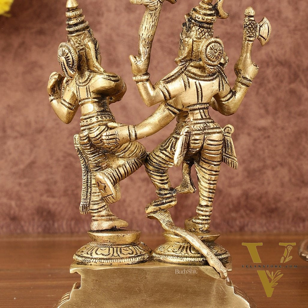 Brass Superfine Dancing Shiva Parvati Idol - 6" Tall