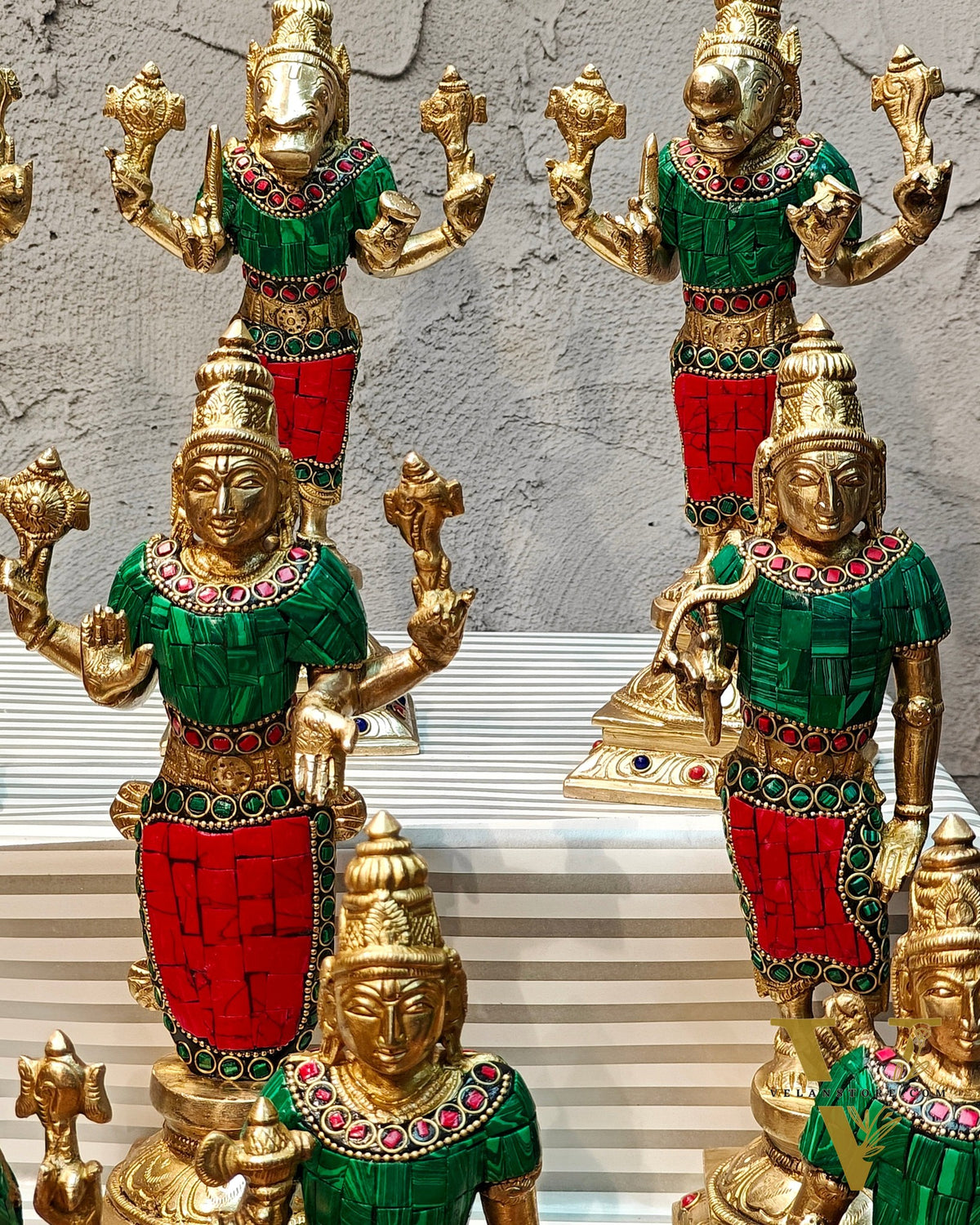 Brass Superfine Dashavatar Idols with stonework 10"