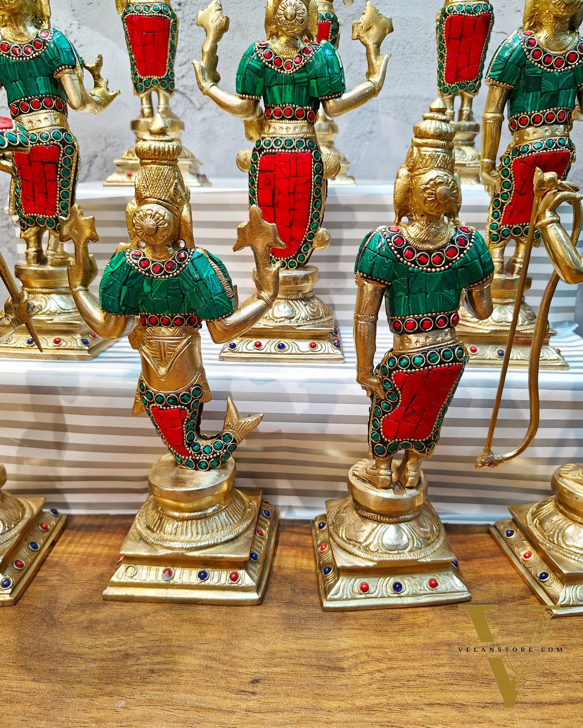 Brass Superfine Dashavatar Idols with stonework 10"