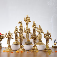 Brass Superfine Dashavataram set 6" Vishnu Dashavatar idols