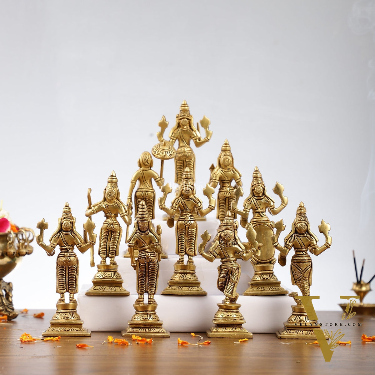 Brass Superfine Dashavataram set 6" Vishnu Dashavatar idols