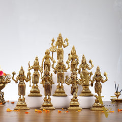 Brass Superfine Dashavataram set 6" Vishnu Dashavatar idols