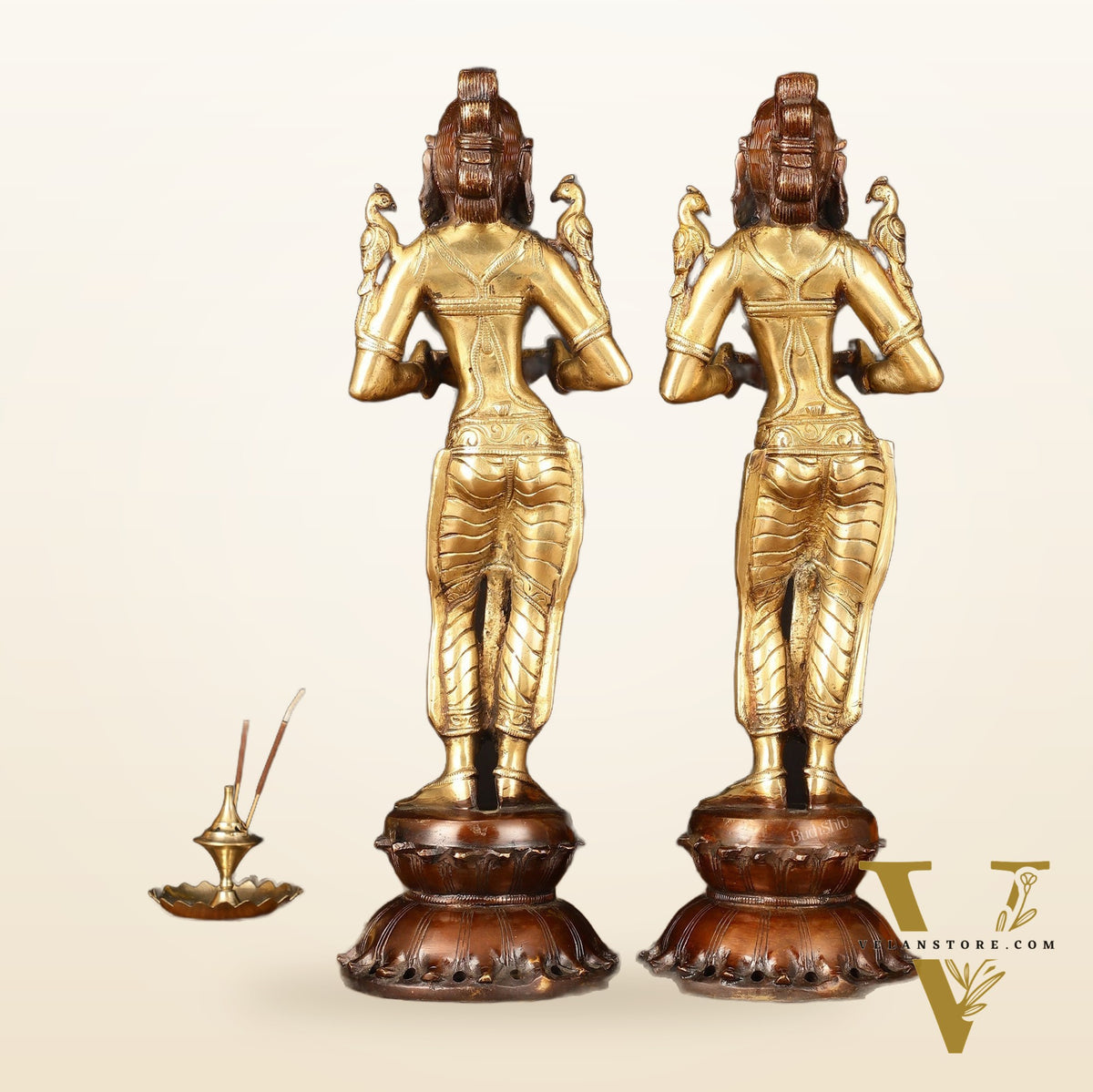 Brass Superfine Deep Lakshmi Pavaai Vilakku - 15" Lady with Diyas