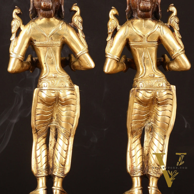 Brass Superfine Deep Lakshmi Pavaai Vilakku - 15" Lady with Diyas