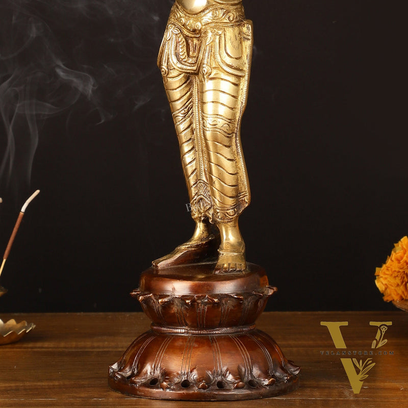 Brass Superfine Deep Lakshmi Pavaai Vilakku - 15" Lady with Diyas