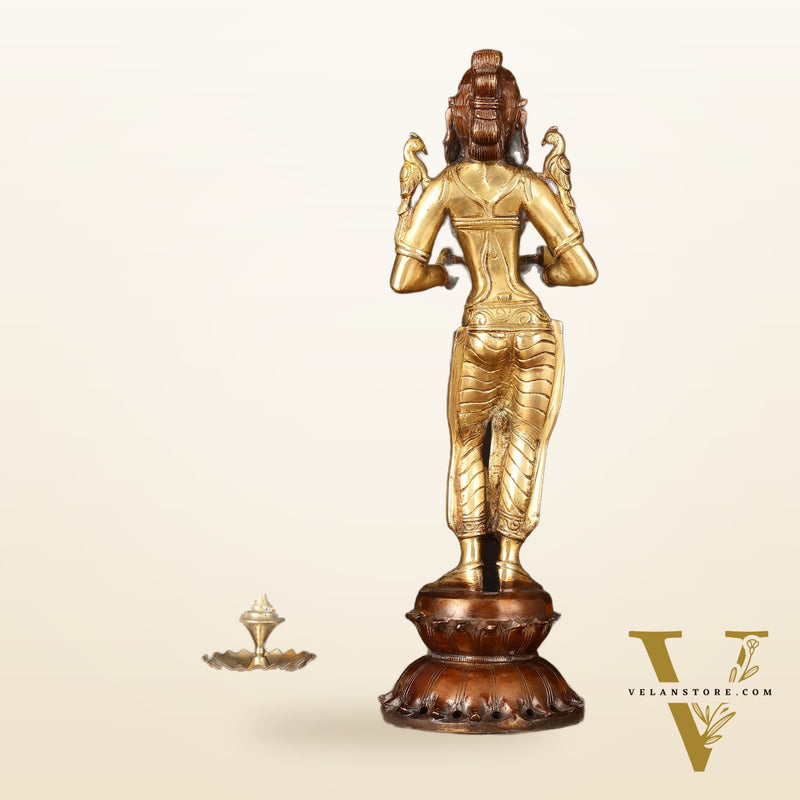 Brass Superfine Deep Lakshmi Pavaai Vilakku - 15" Lady with Diyas