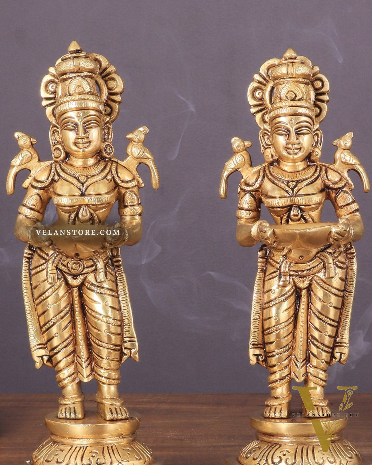 Brass Superfine Deep Lakshmi Pavaai Vilakku Pair 9"