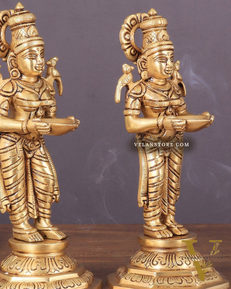 Brass Superfine Deep Lakshmi Pavaai Vilakku Pair 9"