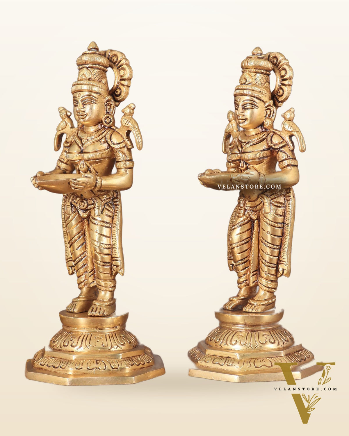 Brass Superfine Deep Lakshmi Pavaai Vilakku Pair 9"