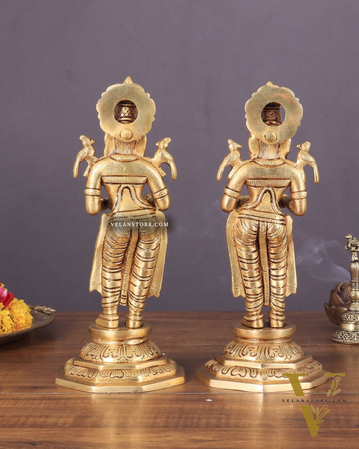 Brass Superfine Deep Lakshmi Pavaai Vilakku Pair 9"