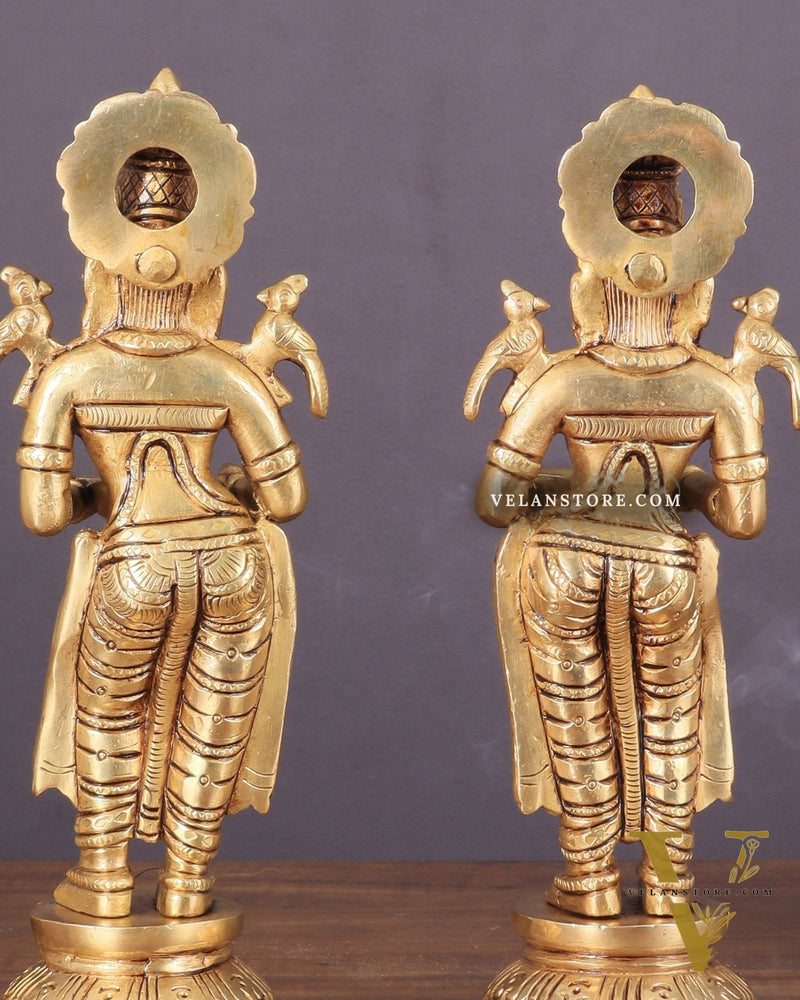 Brass Superfine Deep Lakshmi Pavaai Vilakku Pair 9"