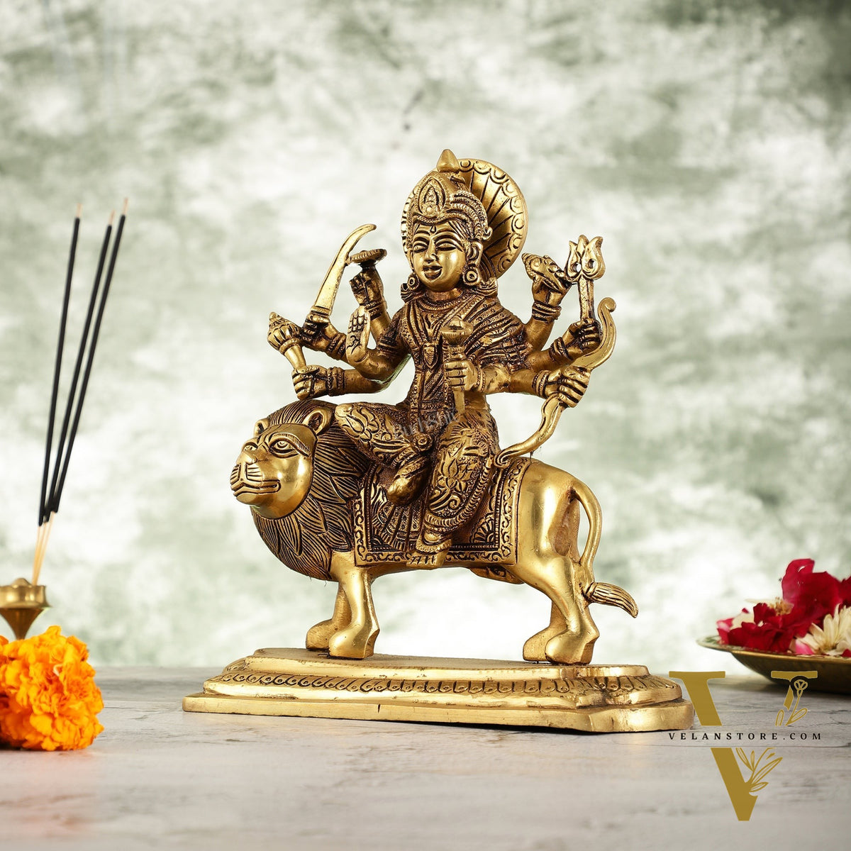 Brass Superfine Durga statue 10 "
