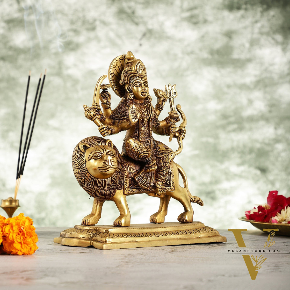 Brass Superfine Durga statue 10 "