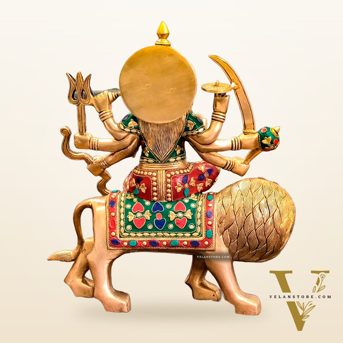 Brass Superfine Durga Statue 14" stonework