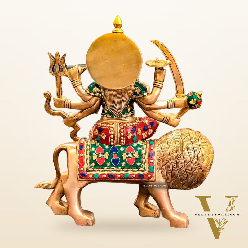 Brass Superfine Durga Statue 14" stonework