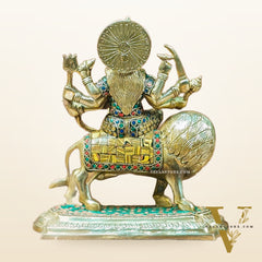 Brass Superfine Durga statue with Stonework 10 "