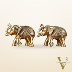 Brass Superfine Elephant Miniature pair Showpieces 3"