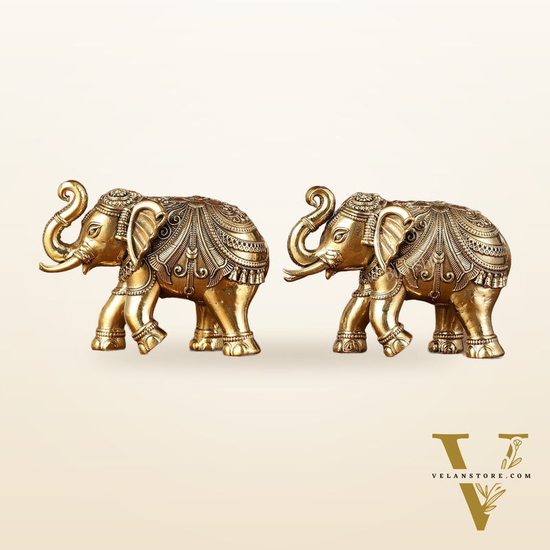 Brass Superfine Elephant Miniature pair Showpieces 3"