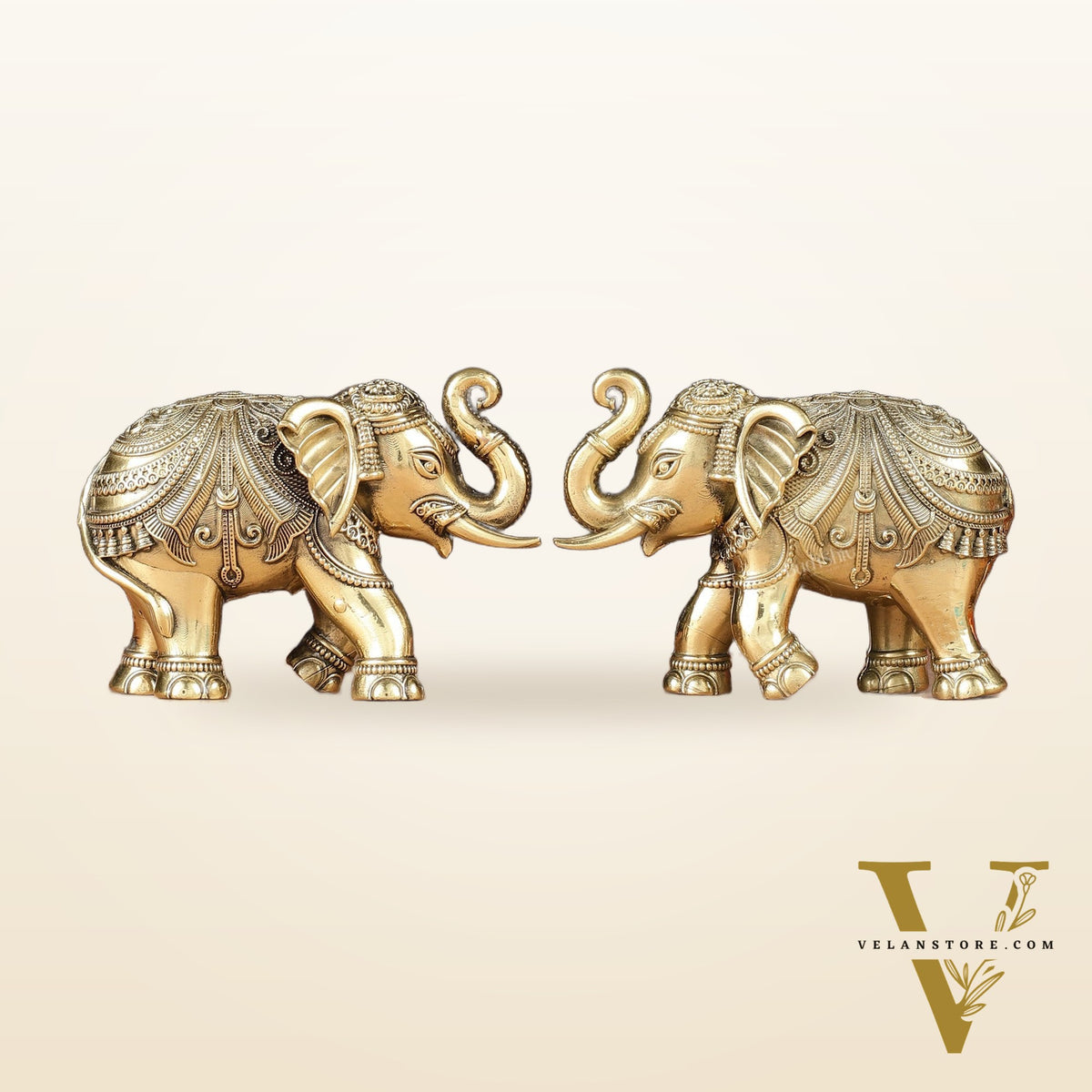 Brass Superfine Elephant Miniature pair Showpieces 4"
