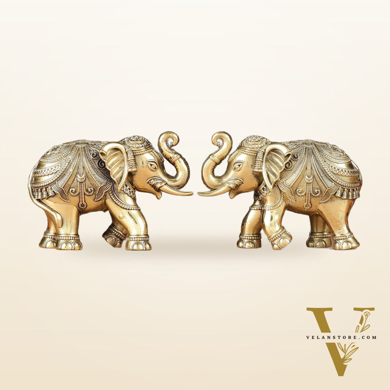 Brass Superfine Elephant Miniature pair Showpieces 4"
