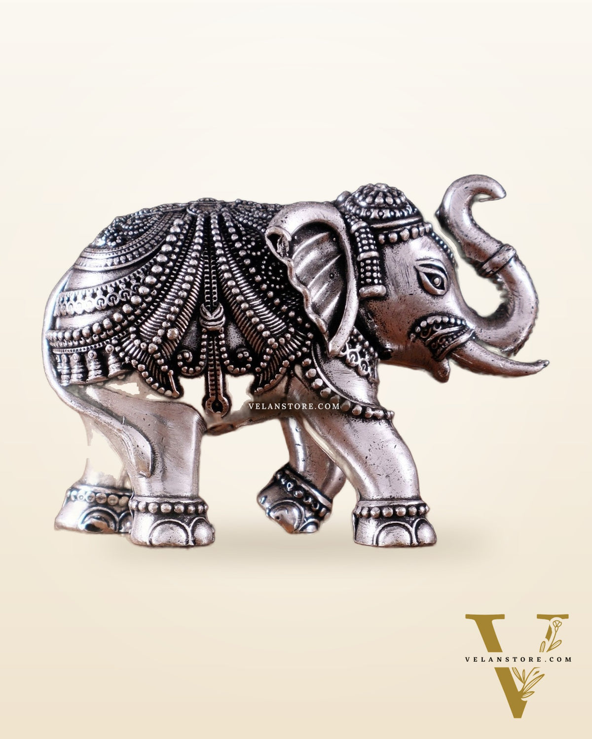 Brass Superfine Elephant Miniature Showpiece 3" silver plated