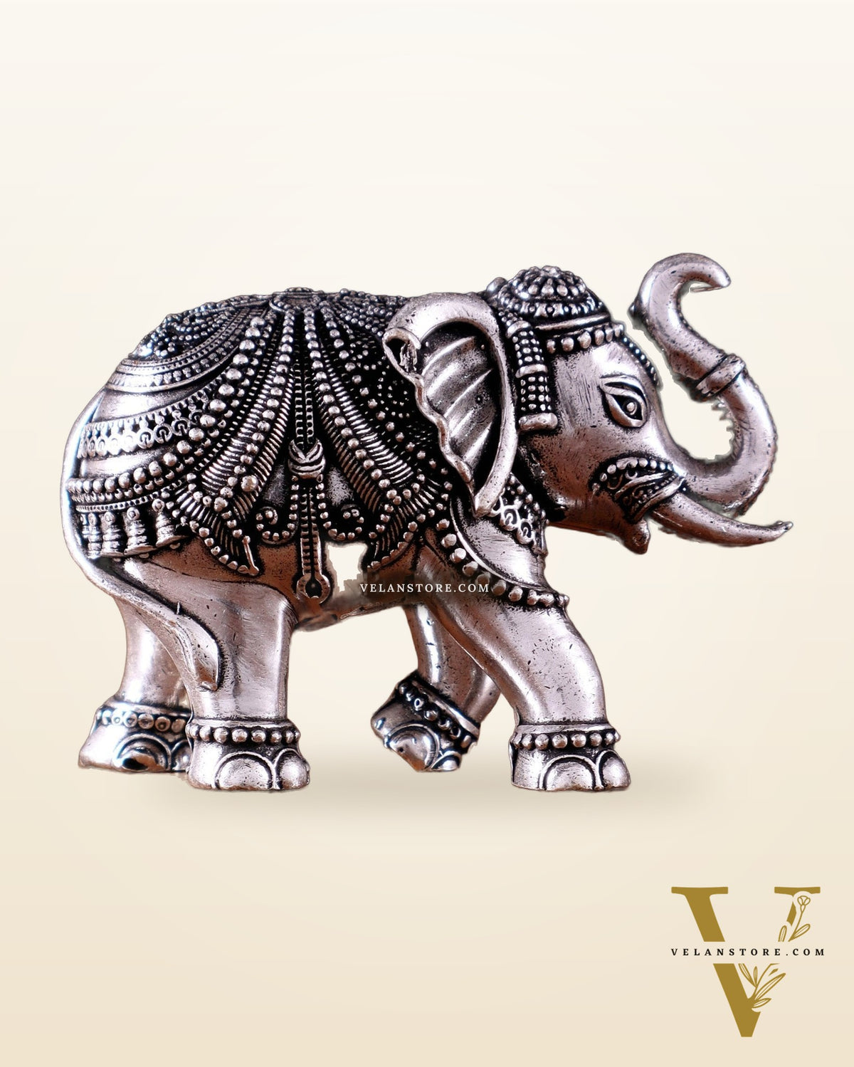 Brass Superfine Elephant Miniature Showpiece 4" silver plated