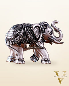 Brass Superfine Elephant Miniature Showpiece 4" silver plated
