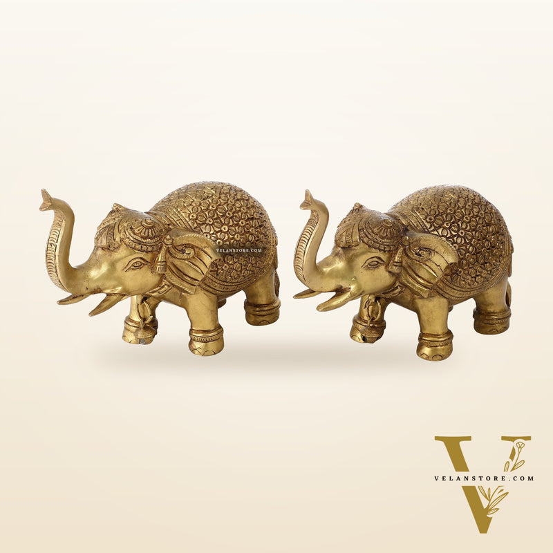 Brass Superfine Elephant Pair 6"