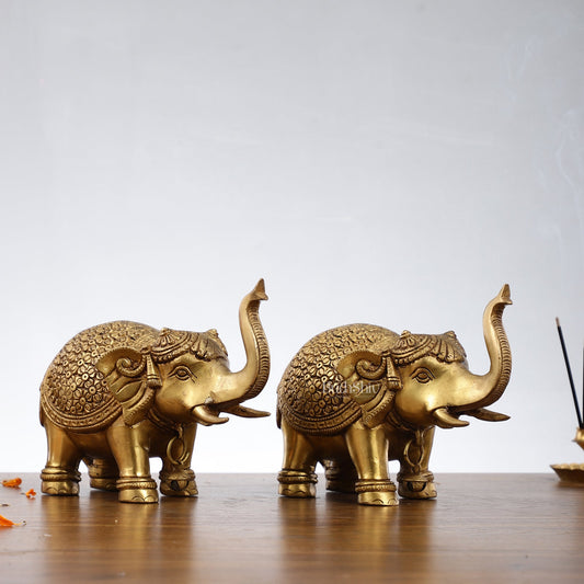 Brass Superfine Elephant Pair 6"